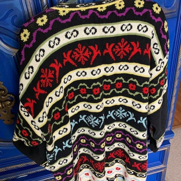 Vintage 90s Susan Melizan Cotton Knit Tunic Top Sweater Woven USA Art To Wear XL - Picture 4 of 4
